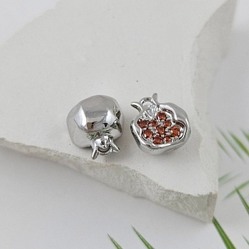 Подвеска Гранат 10.5x9.8x6.5 мм с фианитами, родиевое покрытие (5614-Р)