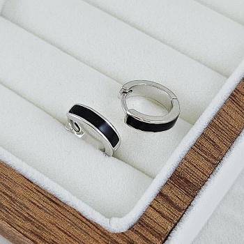 Швензы кольца, бублики, конго 13.5х3.5 мм с черной эмалью, родиевое покрытие (10241-Р) купить с доставкой по России | Интернет-магазин Viva Beads