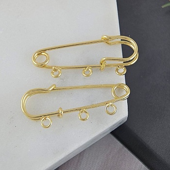 Булавка основа для броши 30 мм, 3 петли, позолота 14К (9599-З) купить в Воронеже | Заказать в интернет-магазине Viva Beads Булавка основа для броши 30 мм, 3 петли, позолота 14К (9599-З)