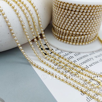 50 см Стразовая цепь жемчужная 2 мм золото (3674)  купить в Воронеже | Заказать в интернет-магазине Viva Beads
