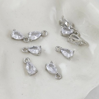 Подвеска Капля 9х4.4 мм с фианитом, родиевое покрытие (10132-Р) купить с доставкой по России | Интернет-магазин Viva Beads