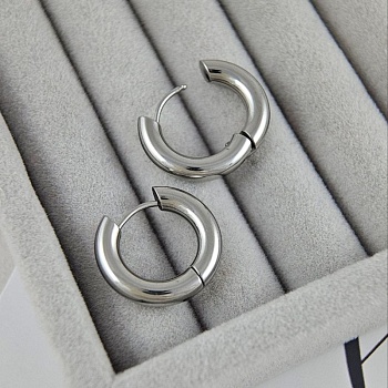 Серьги кольца бублики, конго 18х4 мм нержавеющая сталь (8889-18) купить с доставкой по России | Интернет-магазин Viva Beads