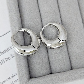 УЦЕНКА Серьги кольца 20.5х7.8 мм с родиевым покрытием (8964-Р-УЦ)