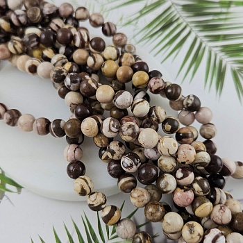 Нить 37 см Яшма зебровая ок. 6.5 мм бусины гладкий шар (9934-6) купить в Воронеже | Заказать в интернет-магазине Viva Beads
