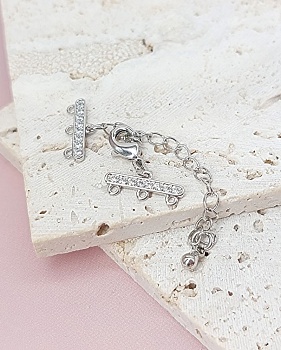 Замок лобстер 10 мм с коннекторами на 3 нити, удлинителем фианиты, родиевое покр. (8034-Р) купить в Воронеже | Заказать в интернет-магазине Viva Beads
 Замок лобстер 10 мм с коннекторами на 3 нити, удлинителем фианиты, родиевое покр. (8034-Р) купить в Воронеже | Заказать в интернет-магазине Viva Beads