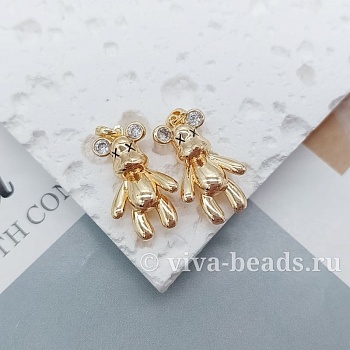 Подвеска Мишка с фианитами 19x11.6 мм позолота (7311-З) купить с доставкой по России | Интернет-магазин Viva Beads