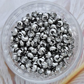 10 шт. Декоративные укрывные бусины кримпы 3 мм нержавеющая сталь (8948) купить с доставкой по России | Интернет-магазин Viva Beads