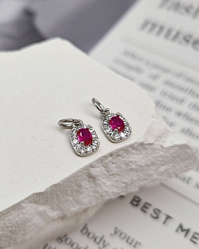 Подвеска с фианитами 8.6х5.7 мм рубиновый, родиевое покр. (8349-РУБР) Подвеска с фианитами 8.6х5.7 мм рубиновый, родиевое покр. (8349-РУБР)