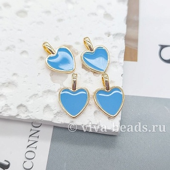 Подвеска Сердце 14.8x10 мм эмаль, позолота 14к (7170-ЗГОЛ) купить с доставкой по России | Интернет-магазин Viva Beads