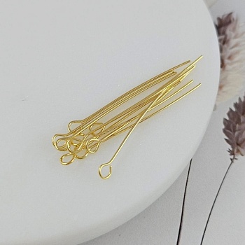 10 шт. Пины с кольцом 35х0.6 мм позолота 14К (6556-З) купить в Воронеже | Заказать в интернет-магазине Viva Beads
