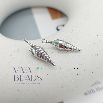 Подвеска Ракушка 22x6 мм родиевое покр. (7550-Р) купить с доставкой по России | Интернет-магазин Viva Beads