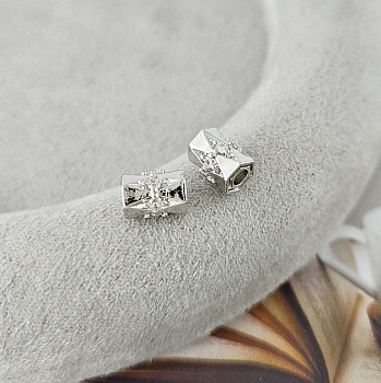 1 шт. Бусина разделитель цилиндр с фианитами 7х5.4 мм родиевое покрытие (9273-Р) купить в Воронеже | Заказать в интернет-магазине Viva Beads
