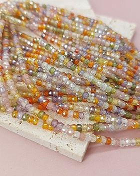 Нить 18 см Фианиты 3х2.2 мм бусины граненый рондель, микс (8141-МИКС) купить в Воронеже | Заказать в интернет-магазине Viva Beads
 Нить 18 см Фианиты 3х2.2 мм бусины граненый рондель, микс (8141-МИКС) купить в Воронеже | Заказать в интернет-магазине Viva Beads