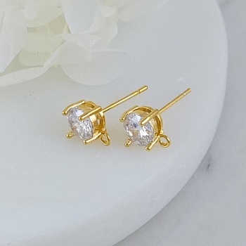 пара Швензы пуссеты с фианитом 9.7х7.5 мм позолота 14К (10008-7-З) швензы для серег купить с доставкой по России | Интернет-магазин Viva Beads