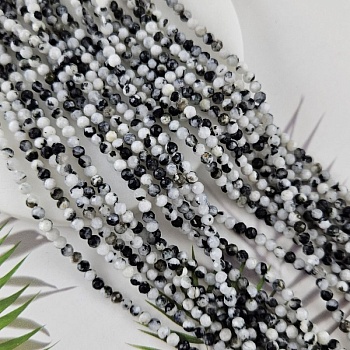 Нить 39 см Лунный камень с черным турмалином 3.5 мм граненая бусина (6293) для бижутерии купить с доставкой по России | Интернет‑магазин Viva Beads