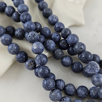 Нить 18 см Коралл натуральный синий ок. 10 мм, бусины гладкий шар (10125-10) для бижутерии купить с доставкой по России | Интернет‑магазин Viva Beads