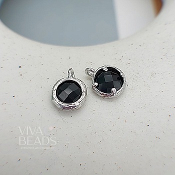 Подвеска круглая с фианитом 9.5х7.4 мм родиевое покр. (7596-Р) купить с доставкой по России | Интернет-магазин Viva Beads