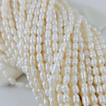 Нить 34 см Жемчуг натуральный рис ок. 3.8 мм толщиной, белый, А+ (1014) купить в #REGION_P# | Заказать в интернет-магазине Viva Beads
