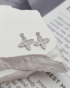 Подвеска Цветок с фианитами 13.8х10.6 мм родиевое покр. (8345-Р) купить с доставкой по России | Интернет-магазин Viva Beads