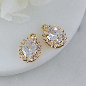 Подвеска овальная 15.7х11 мм с кристаллами, позолота 14К, прозрачный (10212-ПРОЗ) купить с доставкой по России | Интернет-магазин Viva Beads