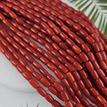 Нить 19 см Коралл бамбуковый тонированный ок. 7-8х4.7-4.9 мм, бочонок, коралловый (9929) купить в Воронеже | Заказать в интернет-магазине Viva Beads
