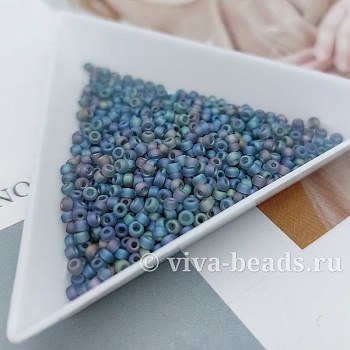 7 гр. Бисер японский MIYUKI размер 11 Matte Transparent Gray AB, 2x1.3 мм (7316-RR152FR) купить с доставкой по России | Интернет-магазин Viva Beads