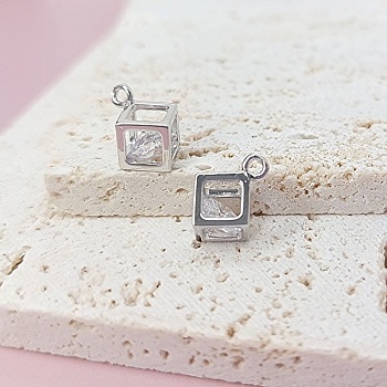 Подвеска Куб с фианитом 6х12 мм родиевое покр. (7871-Р)