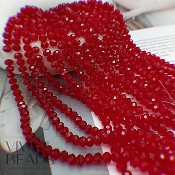 Нить 20 см Рондель граненый 6х4.2 мм красный, стекло (5991-КРАС) купить в Воронеже | Заказать в интернет-магазине Viva Beads
 Нить 20 см Рондель граненый 6х4.2 мм красный, стекло (5991-КРАС) купить в Воронеже | Заказать в интернет-магазине Viva Beads
