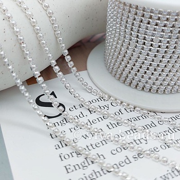 50 см Стразовая цепь жемчужная 2 мм серебро (3584)  купить в Воронеже | Заказать в интернет-магазине Viva Beads
