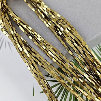 Нить 39 см Гематит /гематин / 2х4 мм прямоугольная бусина цвет античное золото (6996/4х2-З) для бижутерии купить с доставкой по России | Интернет‑магазин Viva Beads