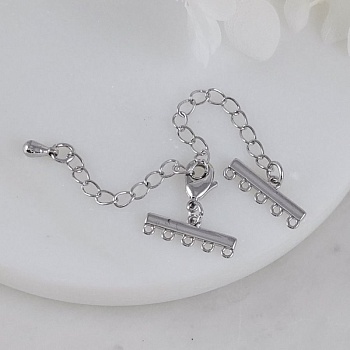 Замок лобстер 10 мм с коннекторами на 5 нитей с удлинителем родиевое покрытие (10218-Р) замок для украшений купить с доставкой по России | Интернет-магазин Viva Beads