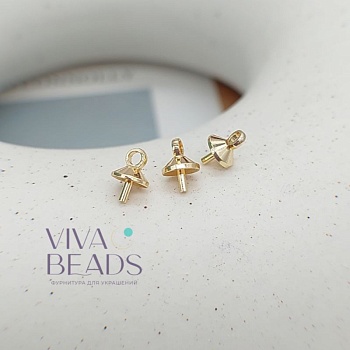 1 шт. Шапочка для вклейки 4 мм позолота 14к (7514-З) купить в Воронеже | Заказать в интернет-магазине Viva Beads
