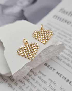 Подвеска Сердце с фианитами / цирконами 15.8x17.8 мм позолота 14к (8358-З) купить с доставкой по России | Интернет-магазин Viva Beads