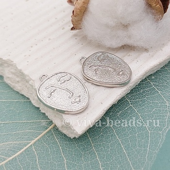 Подвеска Лицо 19x13.5x1.5 мм родиевое покр. (6367) купить с доставкой по России | Интернет-магазин Viva Beads