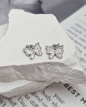 Подвеска Бабочка с фианитами 8.8х10 мм родиевое покр. (8346-Р) купить с доставкой по России | Интернет-магазин Viva Beads