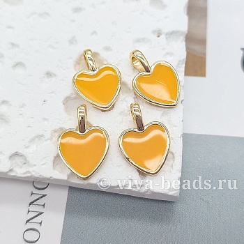 Подвеска Сердце 14.8x10 мм эмаль, позолота 14к (7170-ЗОР) купить с доставкой по России | Интернет-магазин Viva Beads