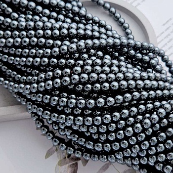 Нить 39 см Гематит / имитация / 6 мм гладкая бусина, черный (6317-6)	 купить в Воронеже | Заказать в интернет-магазине Viva Beads
