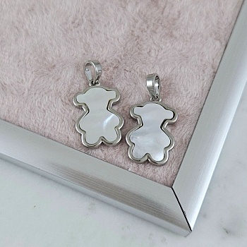 Подвеска Мишка с перламутром 19х12.6 мм родиевое покрытие (10182-Р) купить с доставкой по России | Интернет-магазин Viva Beads