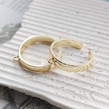 Основа для кольца с петелькой для подвеса свободный размер позолота 14К (5498-З) купить с доставкой по России | Интернет-магазин Viva Beads