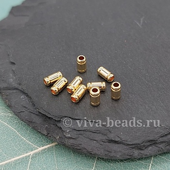 1 шт. Бусина /разделитель/ трубочка 5х2.5 мм позолота 14к (6585-З) купить в Воронеже | Заказать в интернет-магазине Viva Beads
