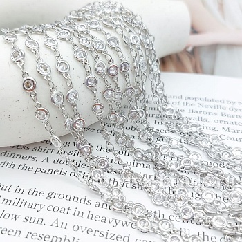 10 см Цепь с фианитами толщиной 4.7 мм, родиевое покрытие (7169-Р) купить с доставкой по России | Интернет-магазин Viva Beads