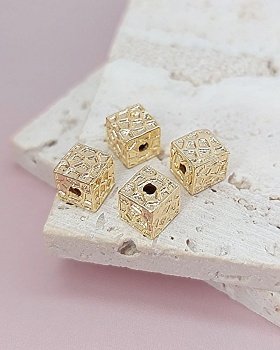 Бусина куб 9.3 мм позолота 14К (8120-З) купить в Воронеже | Заказать в интернет-магазине Viva Beads
