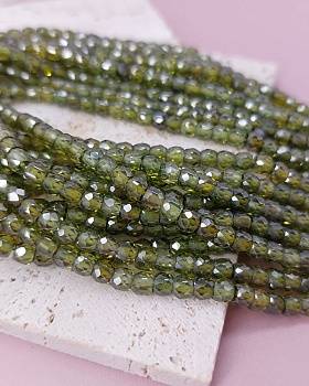 Нить 18 см Фианиты 4х3.5 мм бусины граненый рондель, зеленый (8142-ЗЕЛ) купить в Воронеже | Заказать в интернет-магазине Viva Beads
 Нить 18 см Фианиты 4х3.5 мм бусины граненый рондель, зеленый (8142-ЗЕЛ) купить в Воронеже | Заказать в интернет-магазине Viva Beads