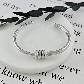 Браслет жесткий 62.7х52х3 мм, родиевое покрытие (10035-Р) купить с доставкой по России | Интернет-магазин Viva Beads