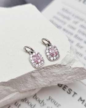 Подвеска с фианитами 8.6х5.7 мм розовый, родиевое покр. (8349-РР) Подвеска с фианитами 8.6х5.7 мм розовый, родиевое покр. (8349-РР)