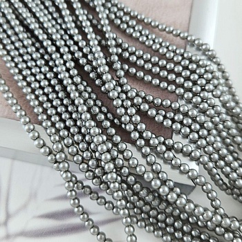 Нить 39 см Жемчуг Майорка ок. 2.6 мм круглые бусины, серый (6330-2) купить с доставкой по России | Интернет-магазин Viva Beads