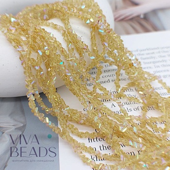 Нить 30 см Бусина стеклянная крошка ок. 3x2 мм желтый с блеском (7338-3-ЖАВ) купить в Воронеже | Заказать в интернет-магазине Viva Beads
 Нить 30 см Бусина стеклянная крошка ок. 3x2 мм желтый с блеском (7338-3-ЖАВ) купить в Воронеже | Заказать в интернет-магазине Viva Beads