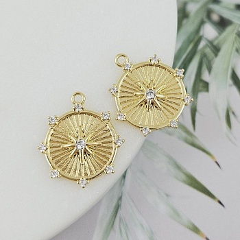 Подвеска круглая со Звездой 17.8х15.6 мм с фианитами, позолота 14К (9983-З)