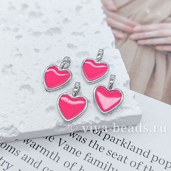 Подвеска Сердце 14.8x10 мм эмаль, родиевое покр. (7170-РФУК) купить с доставкой по России | Интернет-магазин Viva Beads