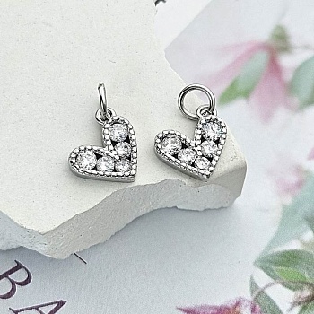 Подвеска Сердце с фианитами 11х8.8 мм родиевое покрытие (8757-Р)